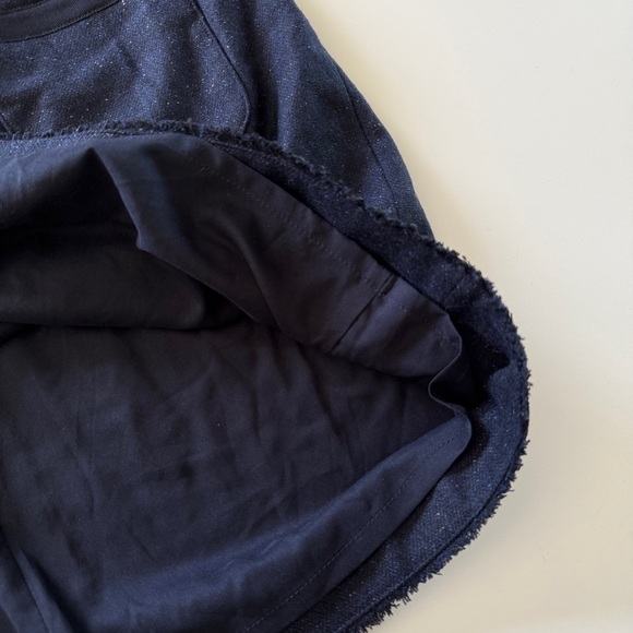 Banana Republic-Navy Blue-Wool Blend-Tweed-Speckled-Fringe-NWT-Sheath Dress-12 P - Picture 6 of 16